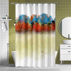 Colorful Tree Landscape In Orange And Blue Shower Curtain 48  X 72  (small)  by digitaldivadesigns