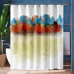 Colorful Tree Landscape In Orange And Blue Shower Curtain 60  X 72  (medium)  by digitaldivadesigns