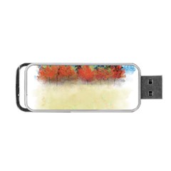 Colorful Tree Landscape In Orange And Blue Portable Usb Flash (one Side) by digitaldivadesigns