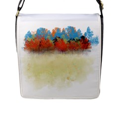 Colorful Tree Landscape In Orange And Blue Flap Messenger Bag (l)  by digitaldivadesigns