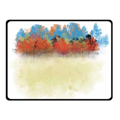 Colorful Tree Landscape In Orange And Blue Double Sided Fleece Blanket (small)  by digitaldivadesigns