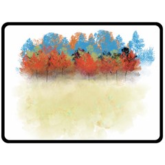 Colorful Tree Landscape In Orange And Blue Double Sided Fleece Blanket (large)  by digitaldivadesigns