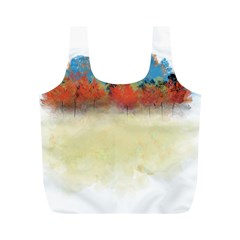 Colorful Tree Landscape In Orange And Blue Full Print Recycle Bags (m)  by digitaldivadesigns