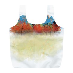 Colorful Tree Landscape In Orange And Blue Full Print Recycle Bags (l)  by digitaldivadesigns