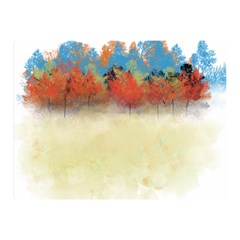 Colorful Tree Landscape In Orange And Blue Double Sided Flano Blanket (mini)  by digitaldivadesigns