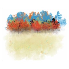 Colorful Tree Landscape In Orange And Blue Double Sided Flano Blanket (medium)  by digitaldivadesigns