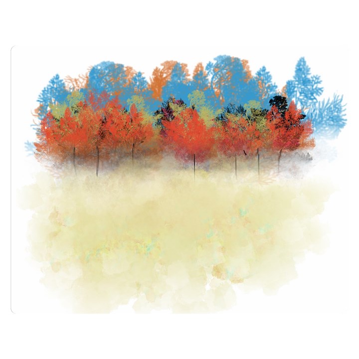 Colorful Tree Landscape in Orange and Blue Double Sided Flano Blanket (Medium) 