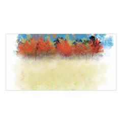 Colorful Tree Landscape In Orange And Blue Satin Shawl by digitaldivadesigns