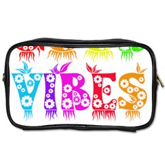 Good Vibes Rainbow Floral Typography Toiletries Bags by yoursparklingshop