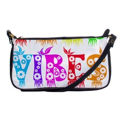 Good Vibes Rainbow Floral Typography Shoulder Clutch Bags by yoursparklingshop