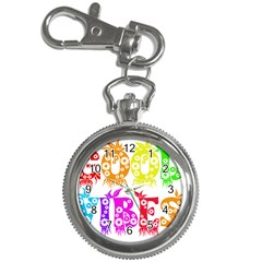 Good Vibes Rainbow Colors Funny Floral Typography Key Chain Watches by yoursparklingshop