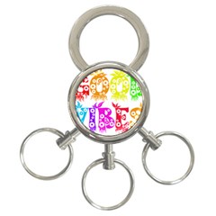 Good Vibes Rainbow Colors Funny Floral Typography 3-ring Key Chains by yoursparklingshop