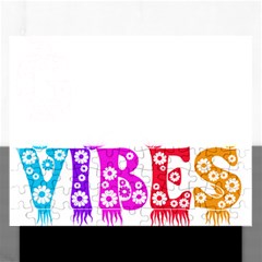 Good Vibes Rainbow Colors Funny Floral Typography Rectangular Jigsaw Puzzl by yoursparklingshop