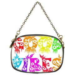 Good Vibes Rainbow Colors Funny Floral Typography Chain Purses (two Sides)  by yoursparklingshop