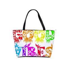 Good Vibes Rainbow Colors Funny Floral Typography Shoulder Handbags by yoursparklingshop