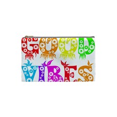 Good Vibes Rainbow Colors Funny Floral Typography Cosmetic Bag (small)  by yoursparklingshop