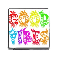 Good Vibes Rainbow Colors Funny Floral Typography Memory Card Reader (square) by yoursparklingshop