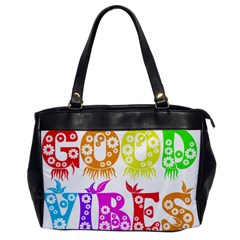 Good Vibes Rainbow Colors Funny Floral Typography Office Handbags by yoursparklingshop