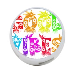 Good Vibes Rainbow Colors Funny Floral Typography 4-port Usb Hub (one Side) by yoursparklingshop