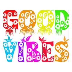 Good Vibes Rainbow Colors Funny Floral Typography Double Sided Flano Blanket (large)  by yoursparklingshop