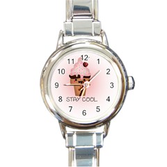 Stay Cool Round Italian Charm Watch by ZephyyrDesigns