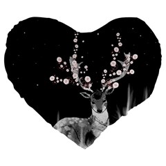 Deer Large 19  Premium Heart Shape Cushions by ZephyyrDesigns