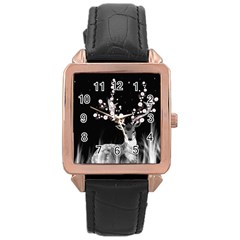 Deer Rose Gold Leather Watch  by ZephyyrDesigns