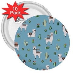 Lama And Cactus Pattern 3  Buttons (10 Pack)  by Valentinaart