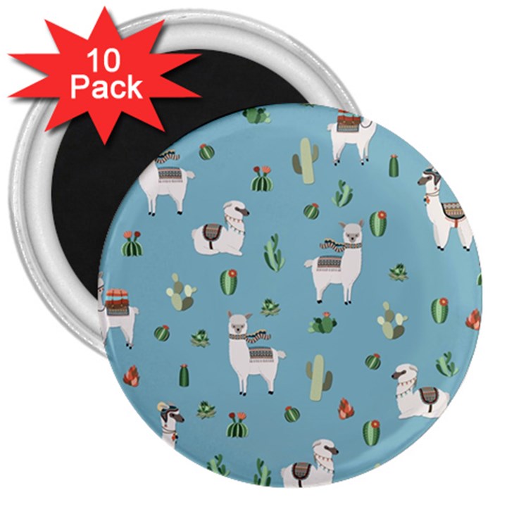 Lama and cactus pattern 3  Magnets (10 pack) 