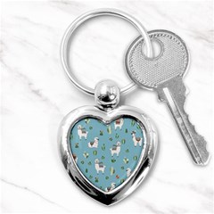 Lama And Cactus Pattern Key Chains (heart)  by Valentinaart