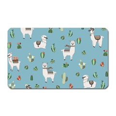 Lama And Cactus Pattern Magnet (rectangular) by Valentinaart