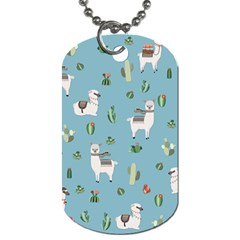 Lama And Cactus Pattern Dog Tag (one Side) by Valentinaart