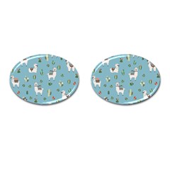 Lama And Cactus Pattern Cufflinks (oval) by Valentinaart