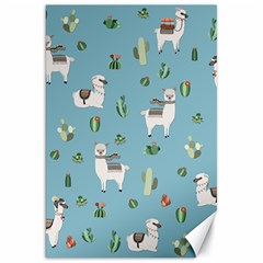 Lama And Cactus Pattern Canvas 20  X 30   by Valentinaart