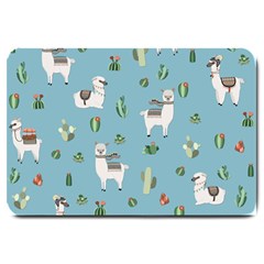 Lama And Cactus Pattern Large Doormat  by Valentinaart