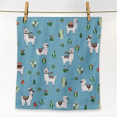 Lama And Cactus Pattern Face Towel by Valentinaart