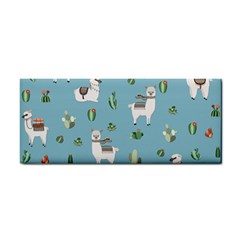 Lama And Cactus Pattern Hand Towel by Valentinaart