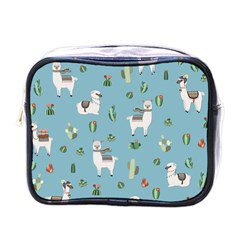 Lama And Cactus Pattern Mini Toiletries Bags by Valentinaart