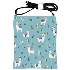 Lama And Cactus Pattern Shoulder Sling Bags by Valentinaart