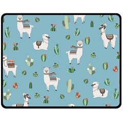 Lama And Cactus Pattern Fleece Blanket (medium)  by Valentinaart