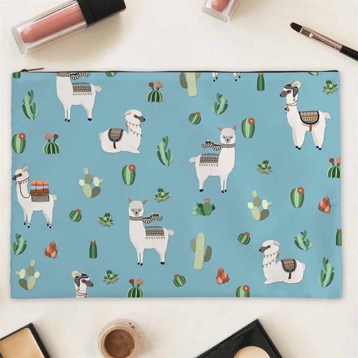 Lama and cactus pattern Cosmetic Bag (XXL) 