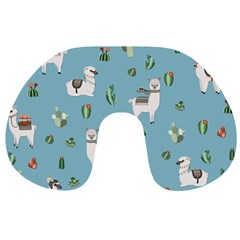 Lama And Cactus Pattern Travel Neck Pillows by Valentinaart