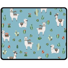 Lama And Cactus Pattern Double Sided Fleece Blanket (medium)  by Valentinaart