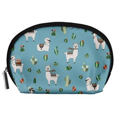 Lama And Cactus Pattern Accessory Pouches (large)  by Valentinaart