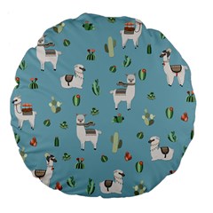 Lama And Cactus Pattern Large 18  Premium Flano Round Cushions by Valentinaart