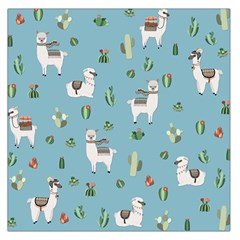 Lama And Cactus Pattern Large Satin Scarf (square) by Valentinaart