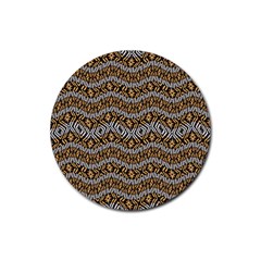 Modern Wavy Geometric Pattern Rubber Coaster (round)  by dflcprints