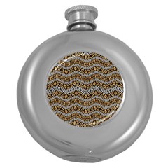 Modern Wavy Geometric Pattern Round Hip Flask (5 Oz) by dflcprints