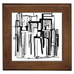 Black And White City Framed Tiles by digitaldivadesigns