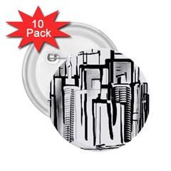 Black And White City 2 25  Buttons (10 Pack)  by digitaldivadesigns